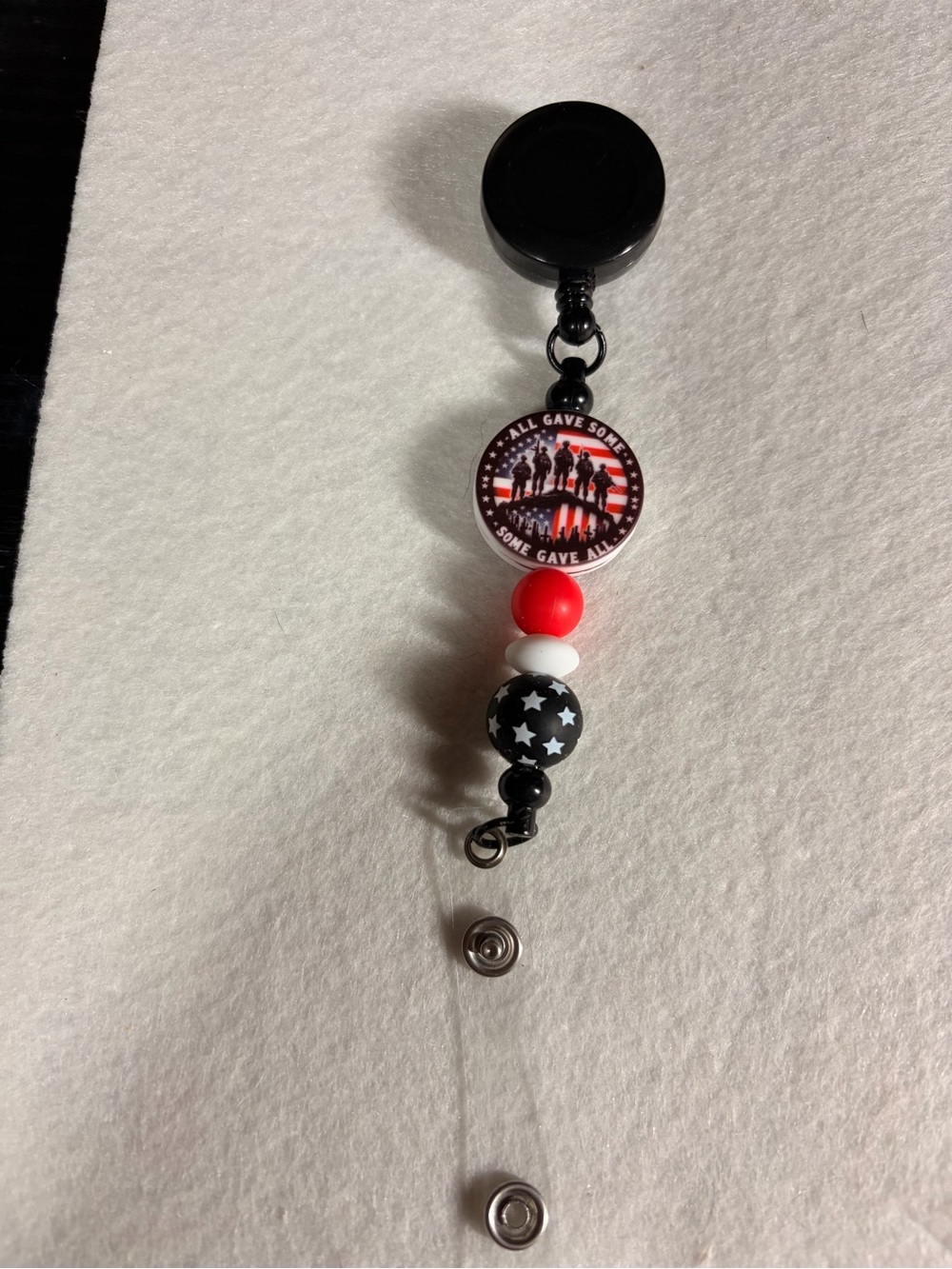 Patriotic Red White and Blue Badge Reel Lanyard
